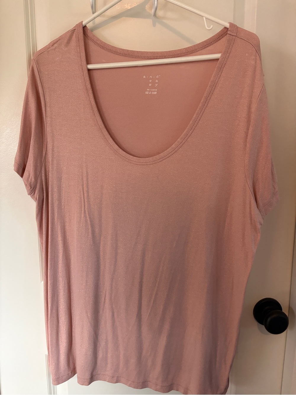 A New Day Shimmery Dusty Rose Scoop Neck Short Sleeve Tee. Size XXL - Picture 1 of 5